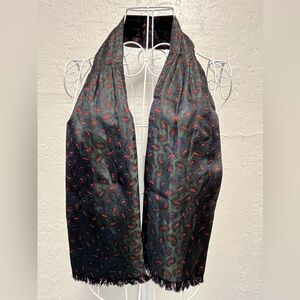 Vintage Silk Green Burgundy Blue Paisley Scarf